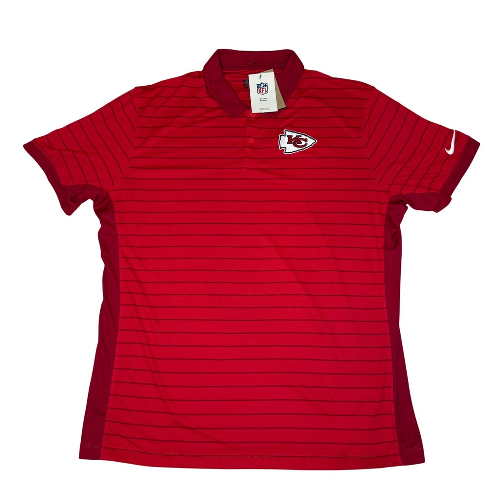Nike Kansas City Chiefs Dri-FIT On Field Striped Polo Shirt Men's XL NWT